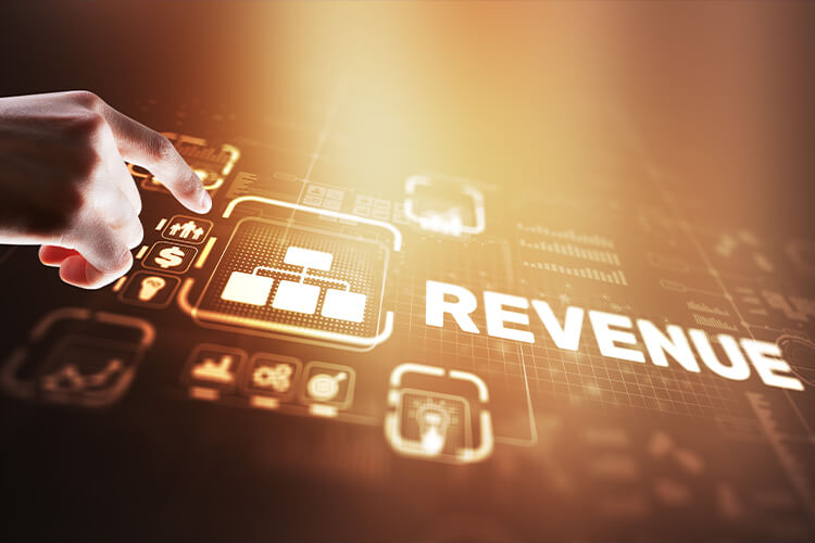 Pointing at graphic that says revenue